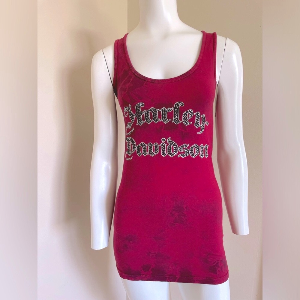 Harley Davidson Motorcycle Tank Top Red Tie Dye Size Medium